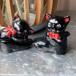 Black cat vintage made in Japan figurine set